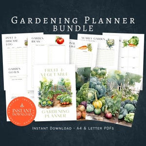 Fruit and Vegetable Gardener Bundle, DOWNLOAD, Garden Journal, Watering Schedule, Gardening  Bookmarks, Plants Records, Seed Organizer PDF
