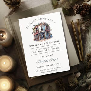 Book Club Invite Template, Book Party Digital Invite, Bookshop Reading Printable, Editable Book Meeting Invitation, Reading Group Flyer