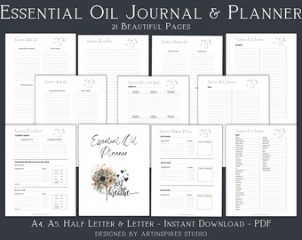 Essential Oil planner, Essential Oil Journal, Essential Oil Recipes, Essential Oil Notebook, Aromatherapy Journal, Essential Oil Printable