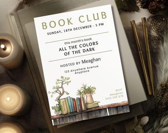 Book Club Invite Template, Garden Fence Book Party Digital Invite, Reading Printable, Editable Book Meeting Invitation, Reading Group Flyer