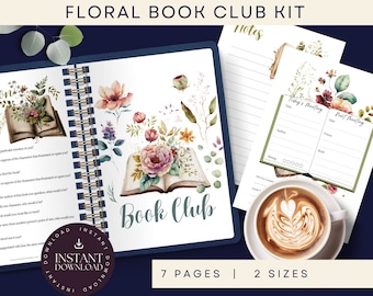 Kit para el Club de Lectura Floral, DESCARGA INSTANTÁNEA. Debate para el Club de Lectura, Marcapáginas, Reseña de libros, Imprimible para el Club de Lectura, Ideas para el Club de Lectura, Preguntas sobre libros.