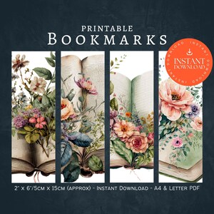 Printable Floral Bookmarks, INSTANT DOWNLOAD, Printable Bookmark, Book Lovers Gift, Inspired Bookmarks, Unique Book Gift, Floral Lovers PDF