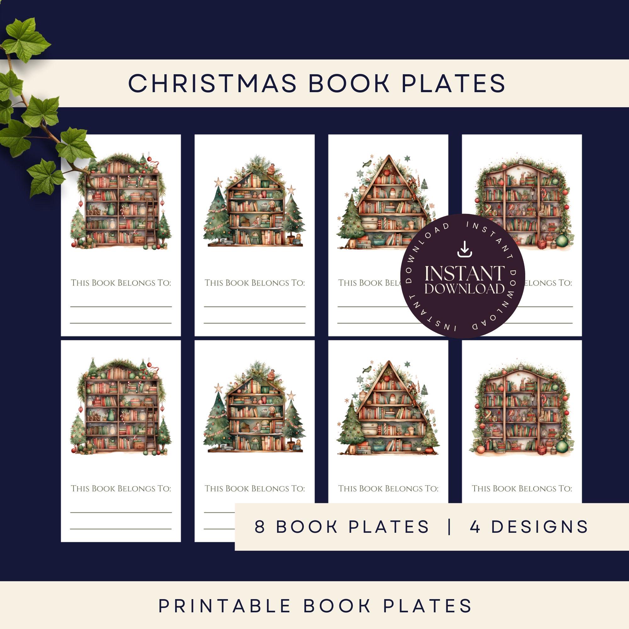 christmas-bookplates-instant-download-pdf-printable-book-labels-xmas-gift-book-plates-from-the-library-holiday-bookplate-printable-etsy