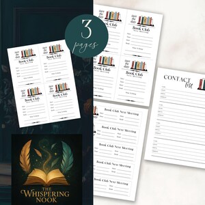 Book Club Save The Date, Book Club Kit, Book Club Printables, Book Club Contact List, Book Club Bookmarks, Book Club Bookshelf Kit, BookClub image 6