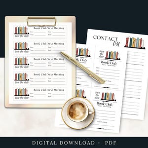 Book Club Save The Date, Book Club Kit, Book Club Printables, Book Club Contact List, Book Club Bookmarks, Book Club Bookshelf Kit, BookClub image 4