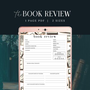 Book Review Printable, DOWNLOAD, Book Club Kit Journal, Bookshelf Review, Reading Review Log, Digital Reading Journal, Book Lovers Gift PDF