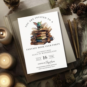 Book Club Invite Template, Fantasy Book Party Digital Invite, Reading Printable, Editable Book Meeting Invitation, Reading Group Flyer
