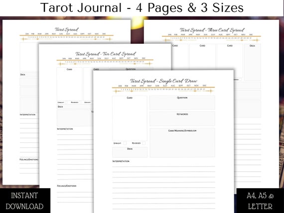 Tarot Journal Printable Tarot Spreads Bundle Printable Tarot - Etsy