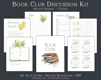 Native Book Club Planner, Book Club Discussion, Book Review, Reading Planner, Book Club Review, Book Club Printables Kit, Book Club Prompts