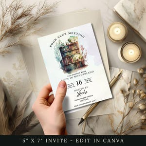Invitation à une réunion de club de lecture, modèle CANVA, impression sur étagère, invitation à un club de lecture modifiable, invitation numérique, fête de lecture, PDF mensuel image 3