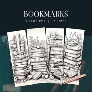 Colour In Book Pile Bookmarks, INSTANT DOWNLOAD, Coloring In Bookmarks For Adults And Kids, Reading Printable, Book Gift, Library Lovers PDF