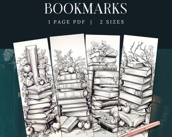 Colour In Book Pile Bookmarks, INSTANT DOWNLOAD, Coloring In Bookmarks For Adults And Kids, Reading Printable, Book Gift, Library Lovers PDF