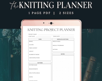 Planejador de Projetos de Tricô, DOWNLOAD INSTANTÂNEO, Diário de Tricô Minimalista em PDF, Organizador de Padrões de Fios, Rastreador de Projetos de Tricô, Imprimível para Artesanato