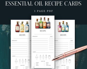 PDF recept etherische olie, INSTANT DOWNLOAD, Rituals & Wellness-tracking, zelfzorgreceptkaarten, afdrukbare aromatherapie, olieblendtracker