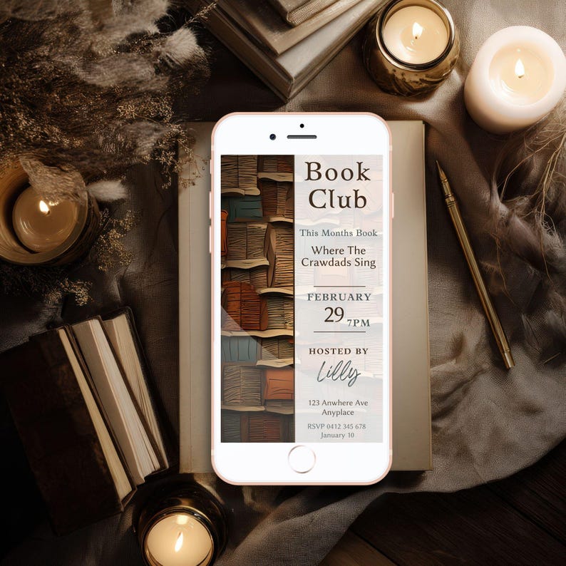 Reading Event Invite Book Club Month Digital Invitation Template, CANVA, Editable Invite for ...