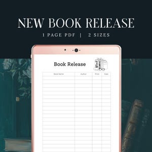 Tracker für neue Buchveröffentlichungen, PDF-DOWNLOAD, Einkaufsliste für Leser, Leseplaner, Wunschliste für Buchliebhaber, Buchclub druckbar, kommende Versionen