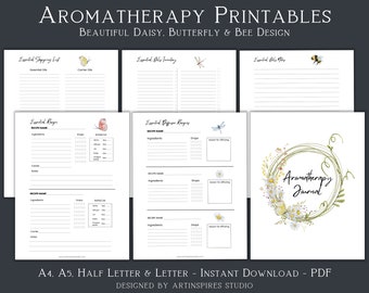 Kit di pianificazione di base per oli essenziali, diario degli oli essenziali, ricette con oli essenziali, note sugli oli essenziali, diario di aromaterapia, kit per aromaterapia