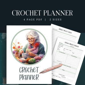 Granny Crochet Planner Kit, INSTANT DOWNLOAD, Crochet Journal PDF, Organize Yarn Patterns Projects,  Project Tracker, Gift For Crocheter,