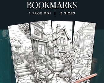 Colour In Garden Bookmarks, INSTANT DOWNLOAD, Printable Bookmarks, Book Lovers Gift, Unique Book Gift, Bookmark Printables, Cottage Bookmark