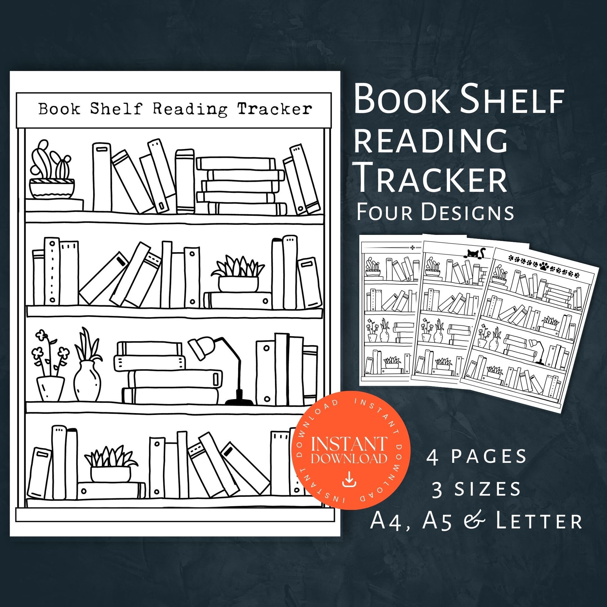 Bookshelf Reading Tracker INSTANT DOWNLOAD Bookshelf Reading Etsy