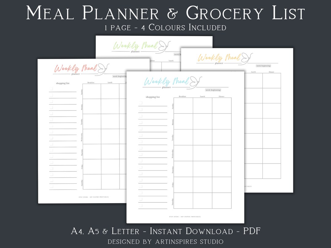 Weekly Meal Planner, Printable Food Planner, Family Meal Planner ...