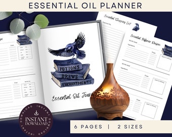 Essential Oils Printable, Printable Essential Oil Journal, Essential Oil Recipes, Essential Oil Notes, Aromatherapy Printable. Diffuser PDF
