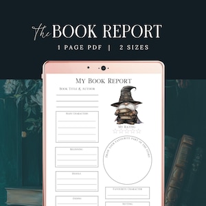Book Gnome Kids Book Report, Children Homeschool Worksheet, Printable Book Review Template, Engaging Reading Activity