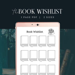 Buch Wunschliste druckbar, SOFORTIGER DOWNLOAD, Book Club Kit Journal, Einkaufsliste lesen, digitaler Tracker, Buch PDF, Bibliothek Arbeitsblatt