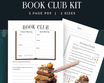 Kit per il club del libro autunnale, DOWNLOAD IMMEDIATO, Gruppo di lettura autunnale, Discussioni sui libri stampabili, Domande coinvolgenti per gli amanti dei libri, Appunti delle riunioni