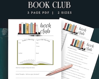 Book Club Planner, Book Club Discussion Bundle, Reading Journal, Reading Planner, Book Club Review, Book Club Printables, Book Club Prompts