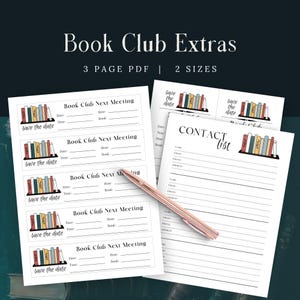 Book Club Save The Date, Book Club Kit, Book Club Printables, Book Club Contact List, Book Club Bookmarks, Book Club Bookshelf Kit, BookClub image 2