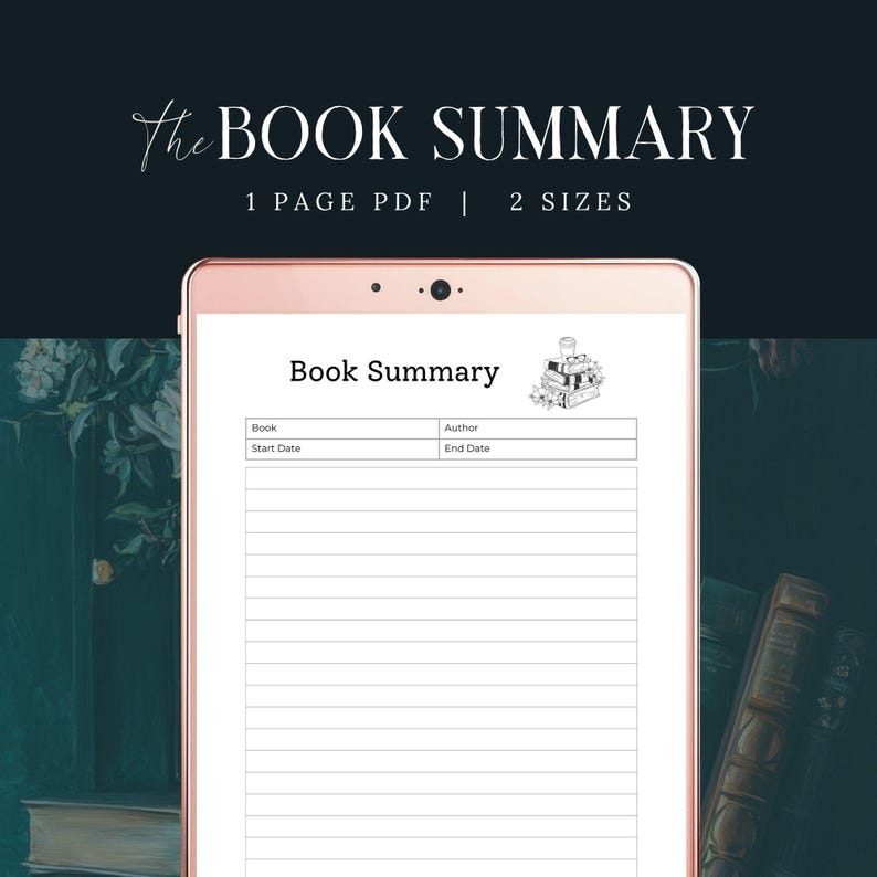 Book Summary Printable, INSTANT DOWNLOAD, Book Club Kit Journal ...
