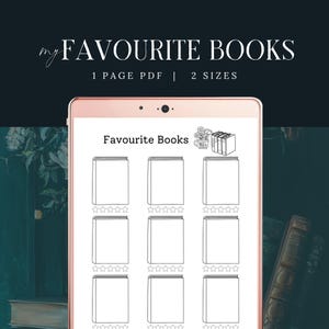 Lieblings Buch Tracker zum Ausdrucken, SOFORTIGER DOWNLOAD, Book Club Kit, Leser Journal, Buch Organiser, Digitales Leselog, Bibliothek Arbeitsblatt