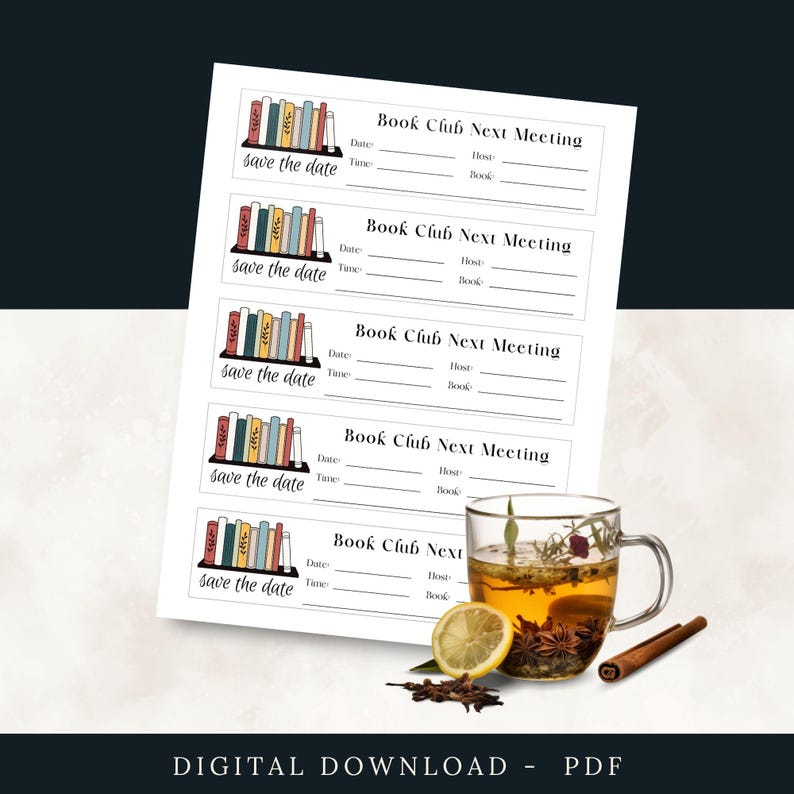 Book Club Save The Date, Book Club Kit, Book Club Printables, Book Club Contact List, Book Club Bookmarks, Book Club Bookshelf Kit, BookClub image 3