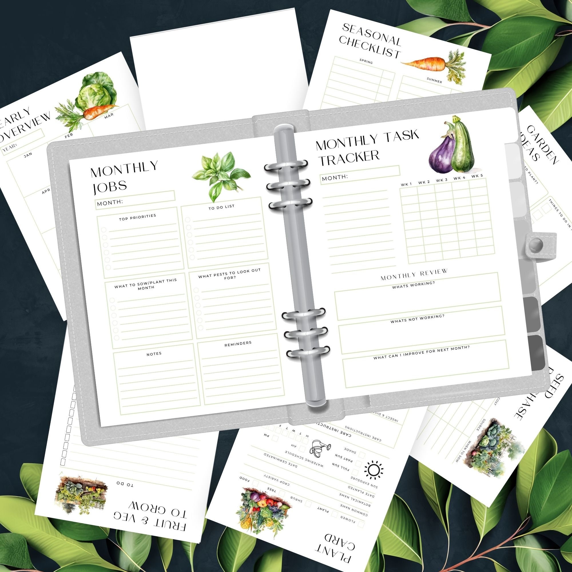 Fruit and Vegetable Gardener Bundle, DOWNLOAD, Garden Journal, Watering ...