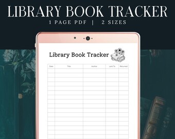 Bibliothek Buch Tracker, SOFORTIGER DOWNLOAD, Book Club Kit Journal, Ausgeliehene Buchzusammenfassung, Digitaler Tracker, Buchbeschreibung PDF, Bibliotheksarbeitsblatt