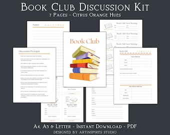 Printable Book Club Planner, Book Club Discussion, Book Review, Reading Planner, Book Club Review, Book Club Printables, Book Club Prompts
