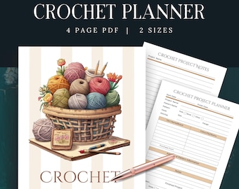 Kit de Crochê com Bolas de Lã, DOWNLOAD INSTANTÂNEO, Diário de Crochê em PDF, Organize Projetos com Padrões de Lã, Rastreador de Projetos, Presente para Crocheteiros