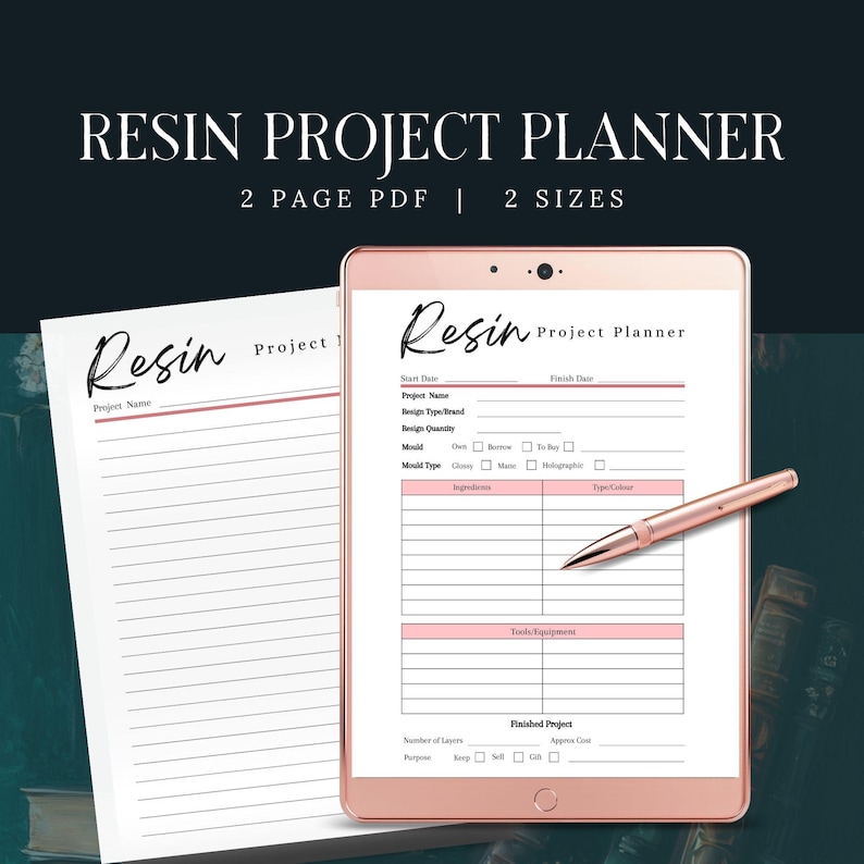 Projeto de resina para imprimir, Planejador de resina em PDF, Resina para imprimir, Projeto de artesanato para imprimir, Projeto de artesanato em resina, Projeto para imprimir, Anotações em resina imagem 2