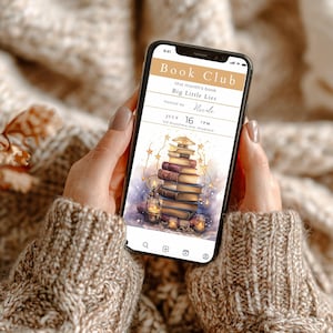 Book Club Digital Invitation Template, CANVA,  Editable Invite For Text and Email, Electronic Monthly Book Meeting Invitation, Reading Club