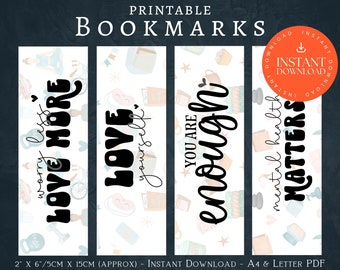Printable Affirmation Bookmarks, INSTANT DOWNLOAD, Printable Bookmark, Book Lovers Gift, Selfcare Affirmations, Inspired Bookmarks, Unique