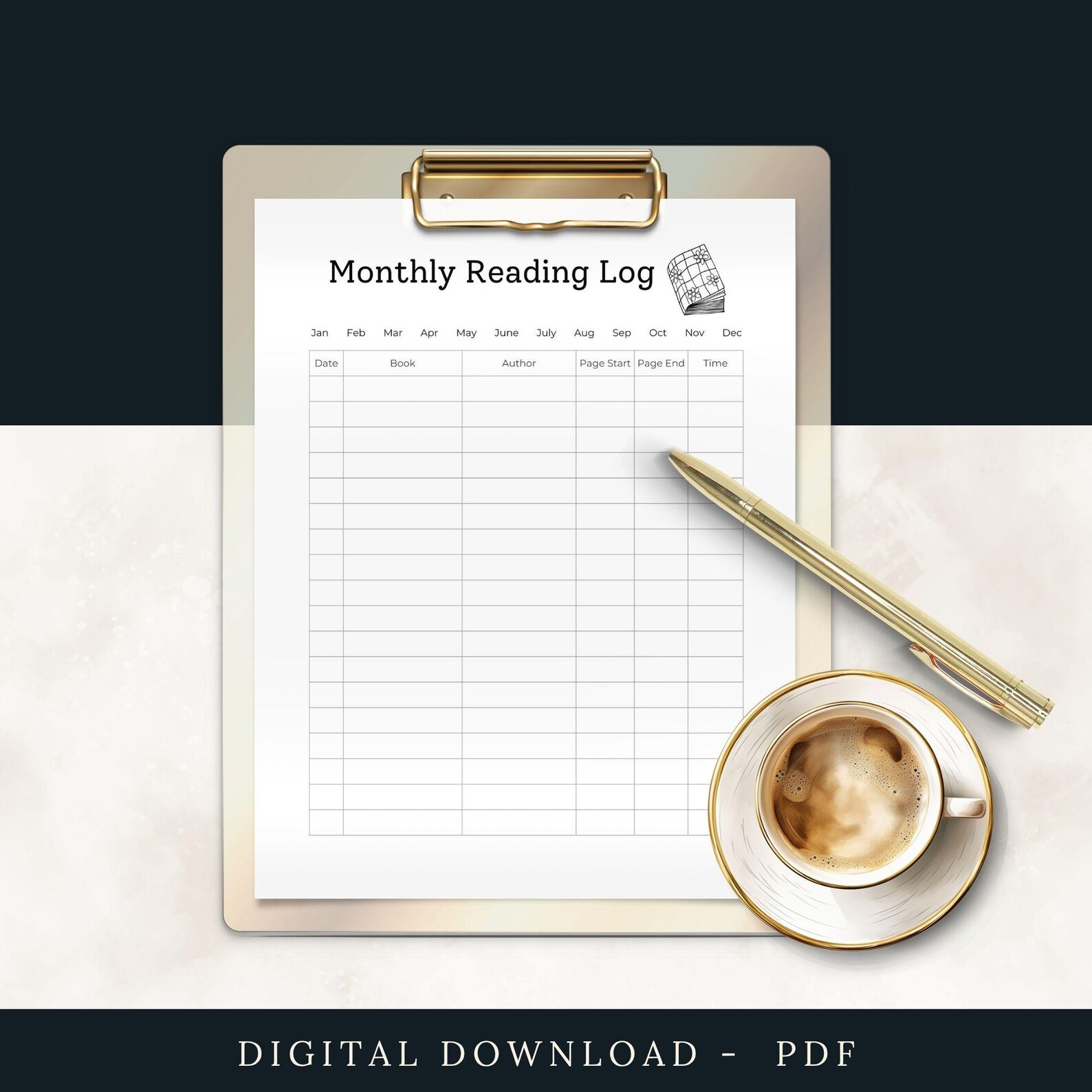 Monthly Reading Log Printable, Book Tracker PDF, Reading Planner Insert ...