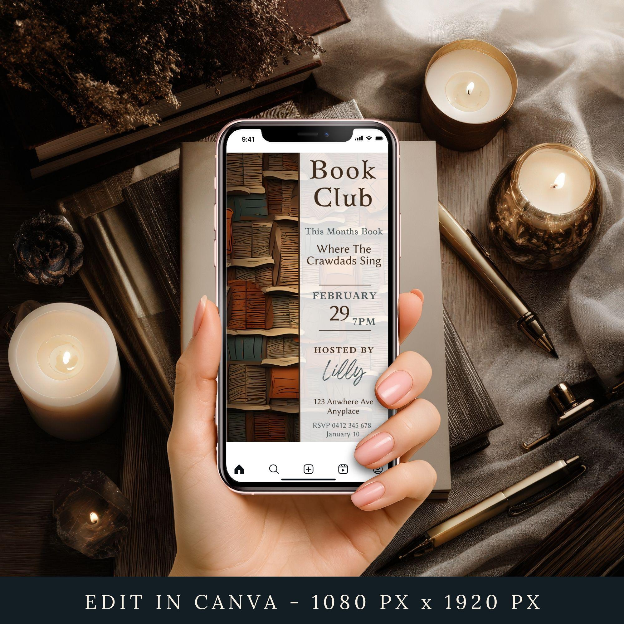 Reading Event Invite Book Club Month Digital Invitation Template, CANVA, Editable Invite for ...