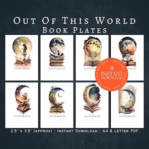 Out of This World Bookplates, INSTANT DOWNLOAD, Printable Bookplates, Bookplate Stickers, Book Plates, From The Library, Bookplate Printable