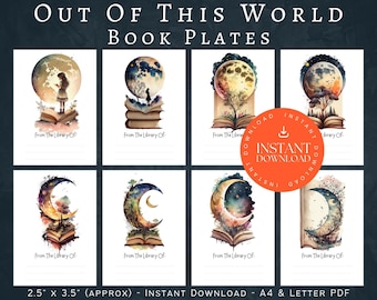 Out of This World Bookplates, INSTANT DOWNLOAD, Printable Bookplates, Bookplate Stickers, Book Plates, From The Library, Bookplate Printable