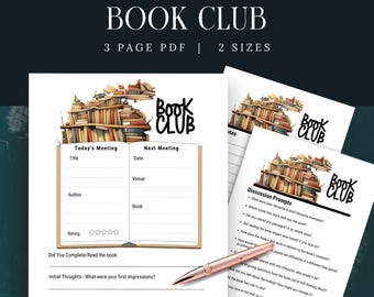 Kit para club de lectura, descarga instantánea, recursos para grupos de lectura, debates de libros imprimibles, preguntas interesantes para amantes de la lectura, notas de reunión en PDF