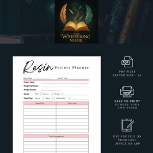Projeto de resina para imprimir, Planejador de resina em PDF, Resina para imprimir, Projeto de artesanato para imprimir, Projeto de artesanato em resina, Projeto para imprimir, Anotações em resina imagem 5