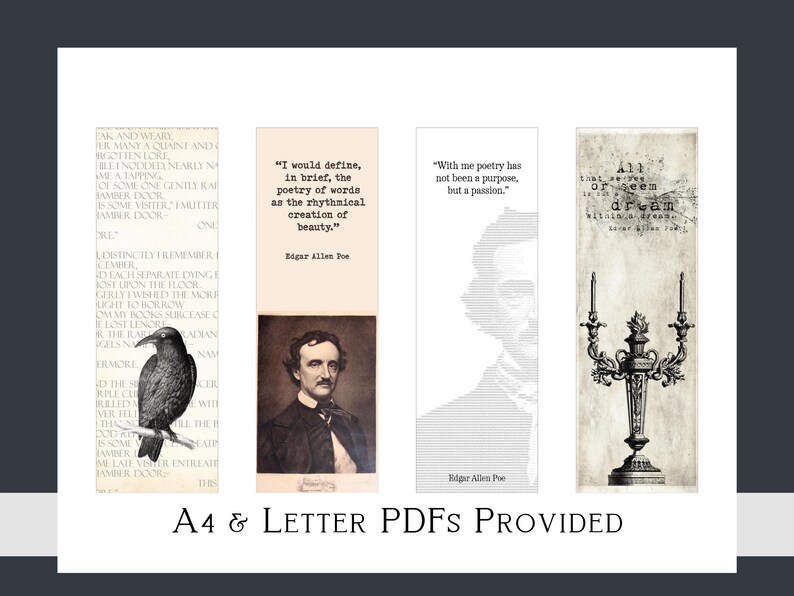 Poe Printable Bookmarks Edgar Allen Poe Gift Quote - Etsy UK