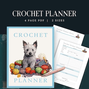 Puppy Crochet Planner Kit, INSTANT DOWNLOAD, Crochet Journal PDF, Organize Yarn Patterns Projects,  Project Tracker, Gift For Crocheter