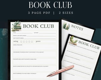 Club de lectura Vintage Green, Debates sobre libros, DESCARGA, Preguntas imprimibles, Regalos para clubes de lectura, Paquete para reuniones de clubes de lectura, Kit para reuniones de clubes de lectura (PDF)
